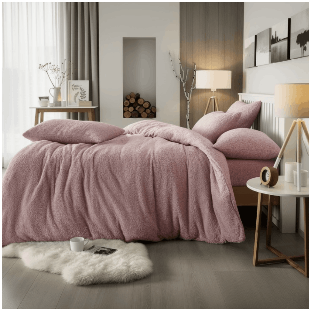 Soft Teddy Bear Fleece Duvet Cover Set