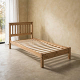 Solid Waxed Pine 3 ft single Slatted low End Bed-frame