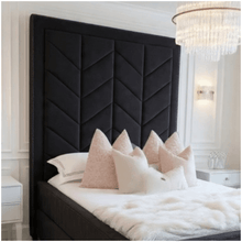 Load image into Gallery viewer, Special Leaf Designer Bed –  90" High Headboard &amp; Optional Storage