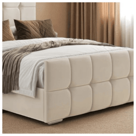 Square Panel Upholstered Bed Frame