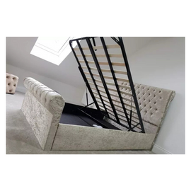 Stylish Crushed Velvet Sleigh Bed with Storage
