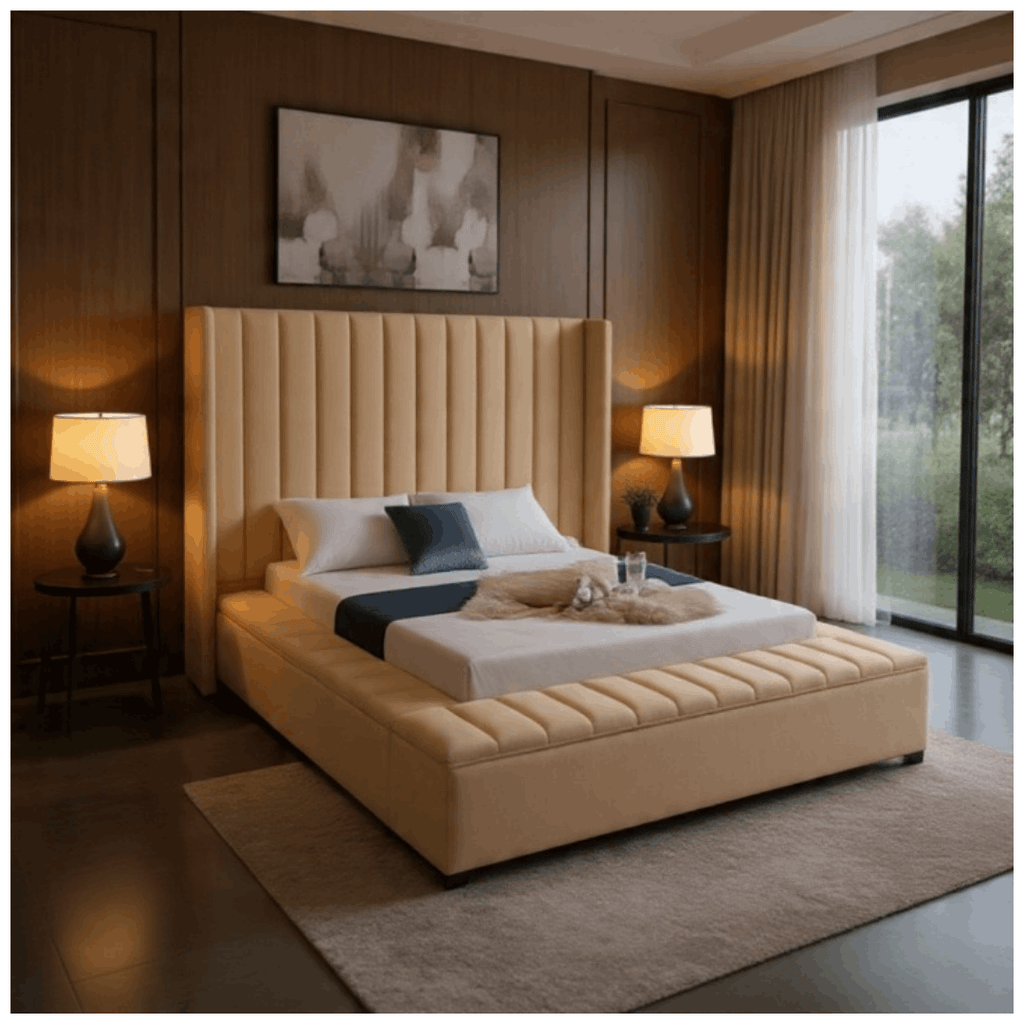 Ultimate Oslo Velvet Wingback Bed with Optional Storage