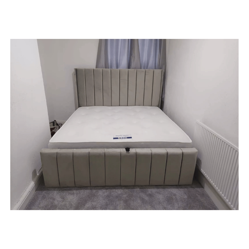 Ultimate Premium Plush Velvet Alton Winged Bed with Gas Lift Storage