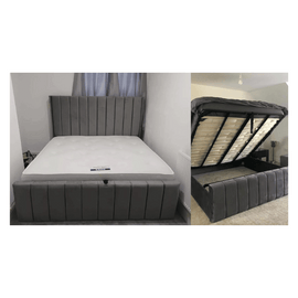 Ultimate Premium Plush Velvet Alton Winged Bed with Gas Lift Storage