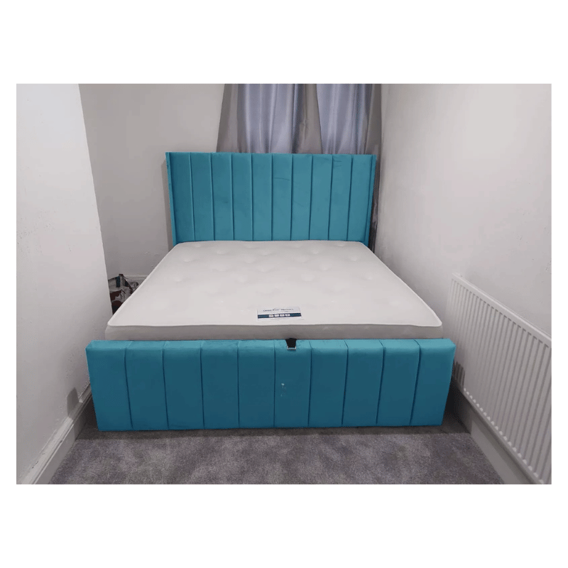 Ultimate Premium Plush Velvet Alton Winged Bed with Gas Lift Storage