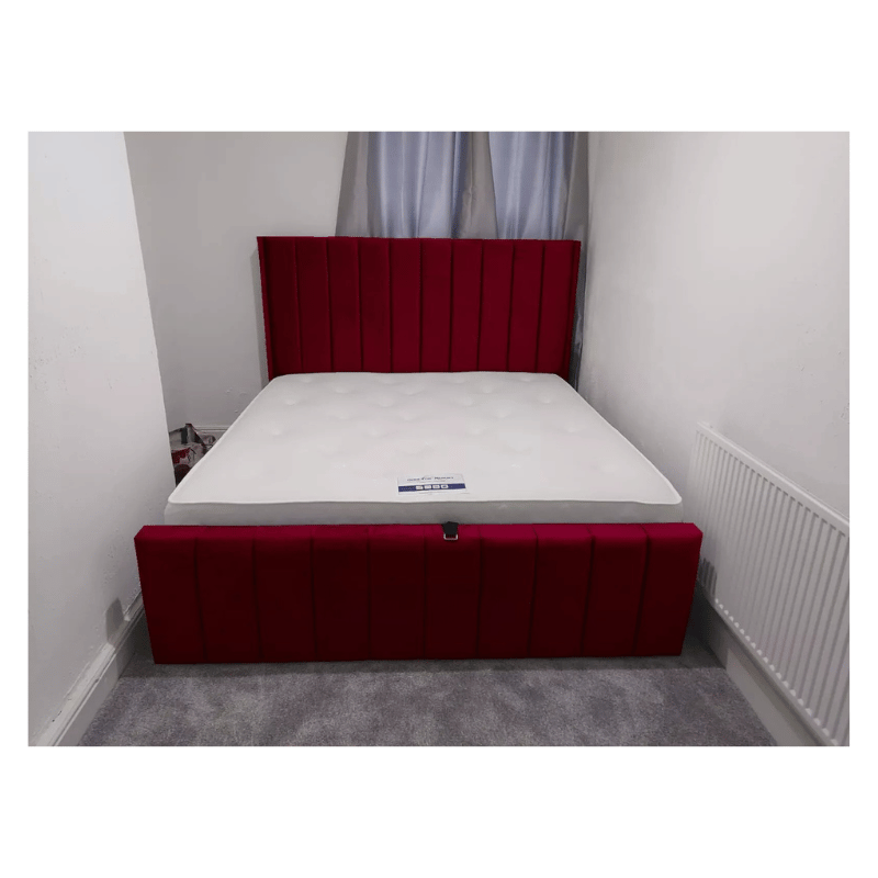 Ultimate Premium Plush Velvet Alton Winged Bed with Gas Lift Storage