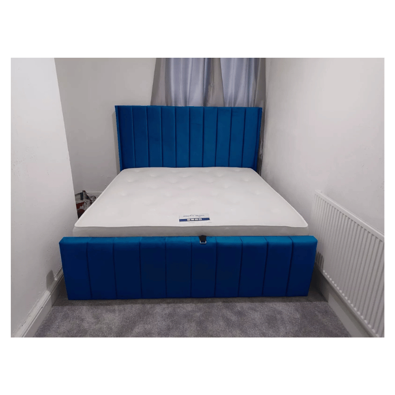 Ultimate Premium Plush Velvet Alton Winged Bed with Gas Lift Storage