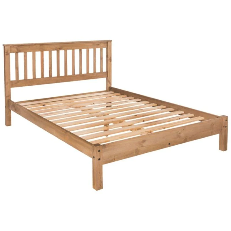 Wooden Bed Frame With Mattress & 2 Side Cabinets