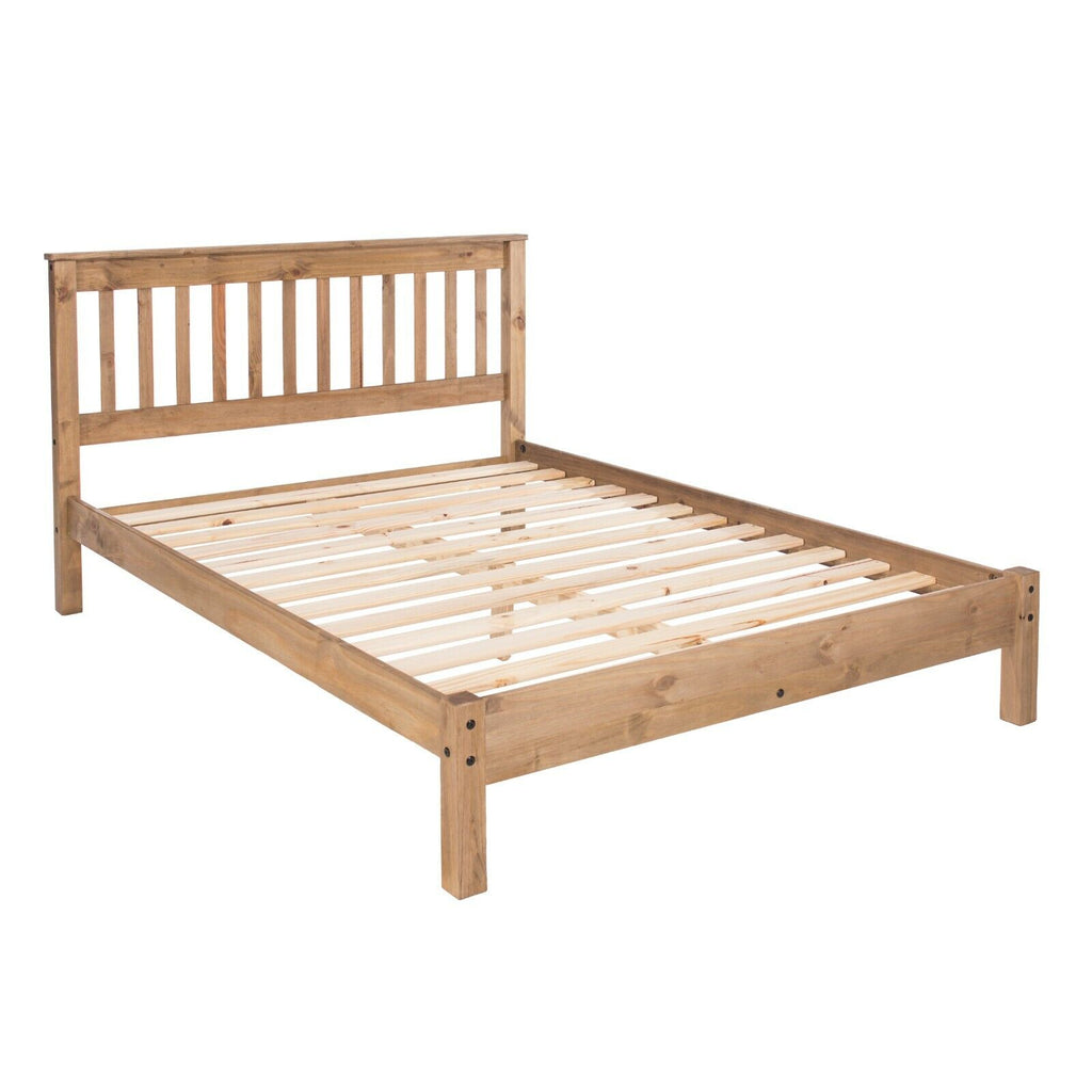 Solid Waxed Pine 4ft6" Slatted low End Bed-frame