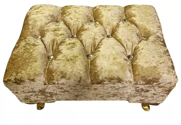 Footstool Pouffe Champagne Gold Crush Velvet