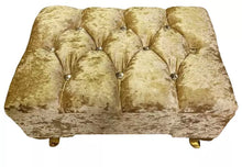 Load image into Gallery viewer, Footstool Pouffe Champagne Gold Crush Velvet