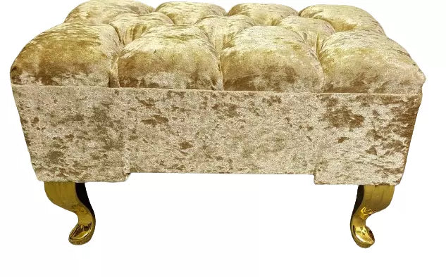 Footstool Pouffe Champagne Gold Crush Velvet