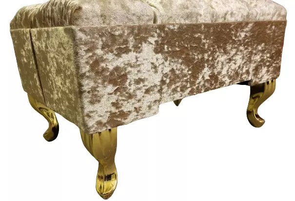 Footstool Pouffe Champagne Gold Crush Velvet