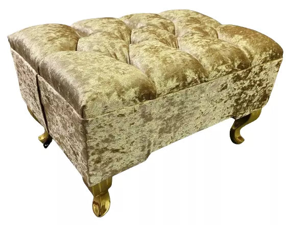 Footstool Pouffe Champagne Gold Crush Velvet