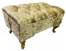 Load image into Gallery viewer, Footstool Pouffe Champagne Gold Crush Velvet