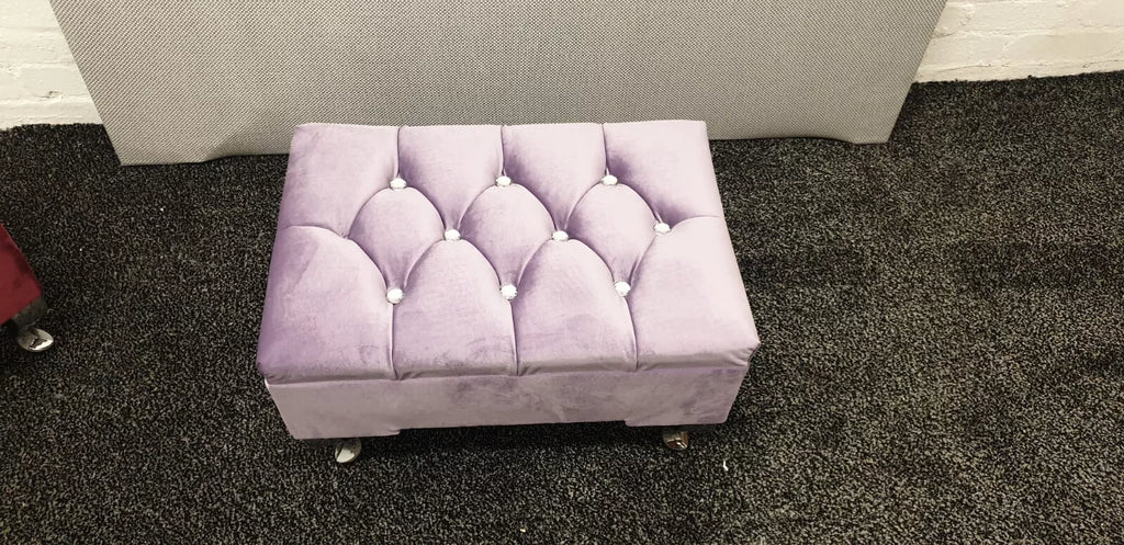 Footstool Pouffe Pink Velvet Plush