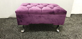 Footstool Pouffe Purple Plush Velvet
