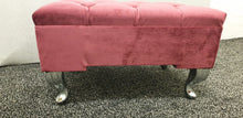 Load image into Gallery viewer, Footstool Pouffe Red Velvet Plush