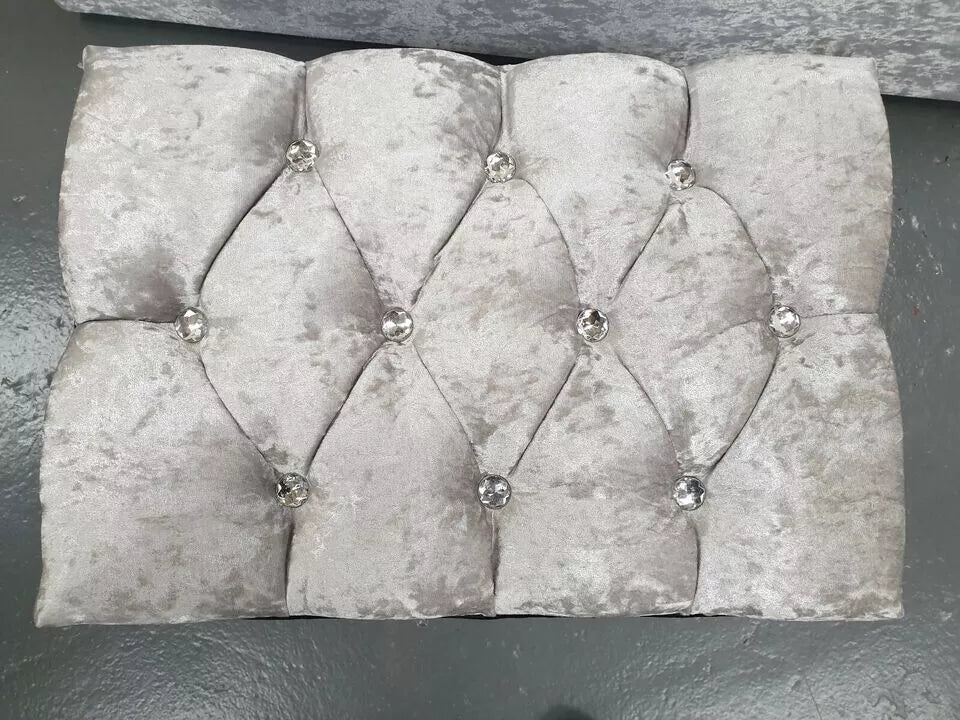 Footstool Pouffe Silver Crush Velvet