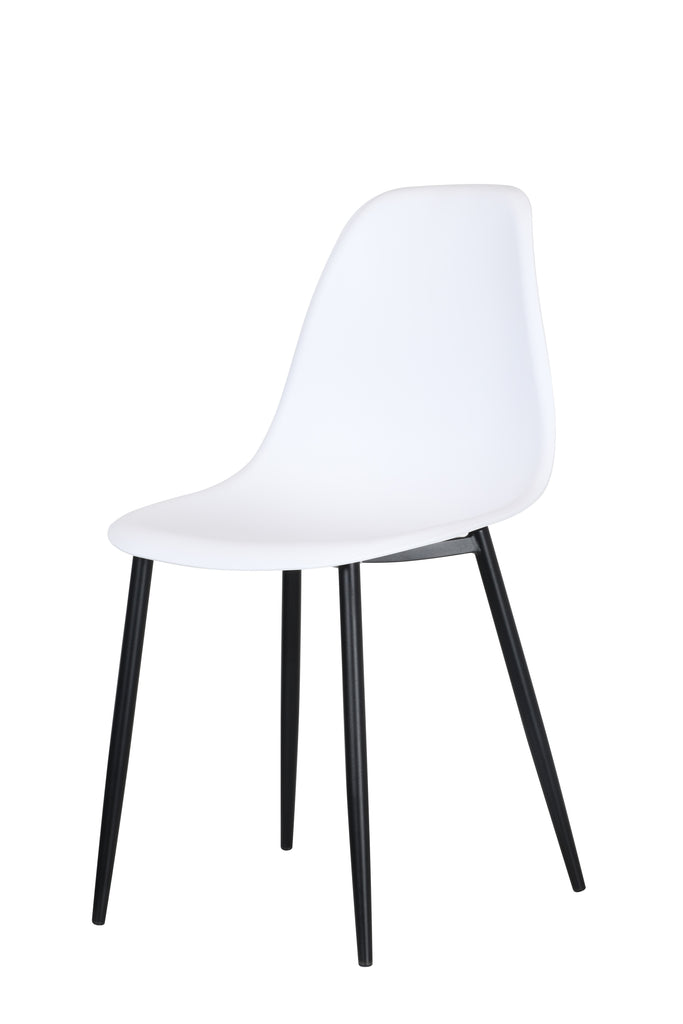 curve chair, white plastic seat with black metal legs (pair)