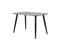 rectangular dining table, grey oak effect with black tapered legs 