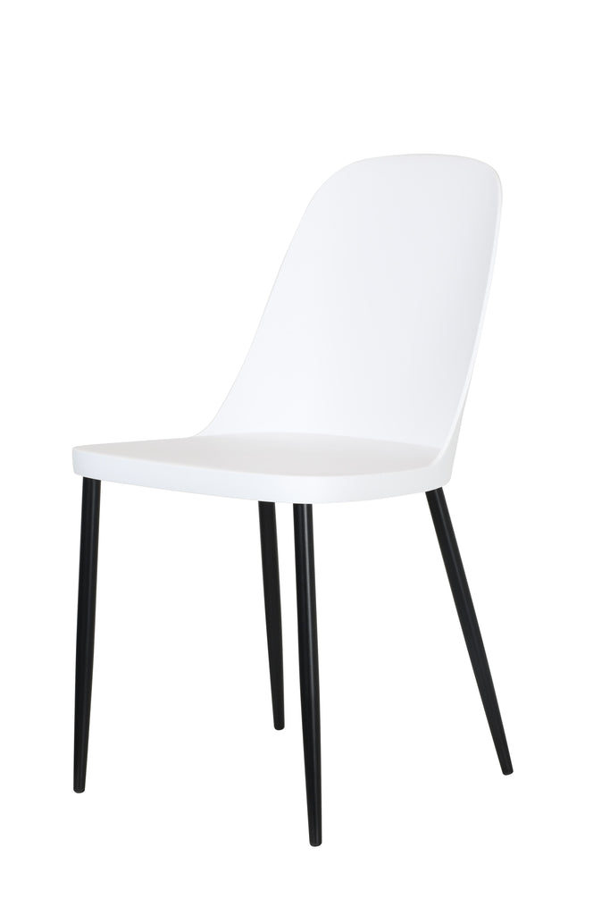 duo chair, white plastic seat with black metal legs (pair)