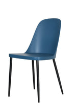 Load image into Gallery viewer, duo chair, blue plastic seat with black metal legs (pair)