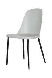 duo chair, light grey plastic seat with black metal legs (pair)