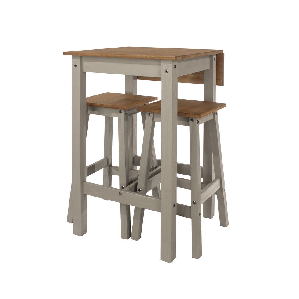 linea drop leaf breakfast table & 2 high stools SET