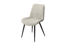 Load image into Gallery viewer, diamond stitch lt grey cord fabric dining chair, black tapered legs (pair)