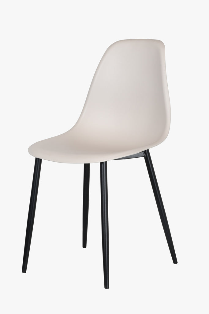 curve chair, calico plastic seat with black metal legs (pair)