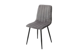 straight stitch grey dining chair, black tapered legs (pair)