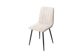 straight stitch natural dining chair, black tapered legs (pair)
